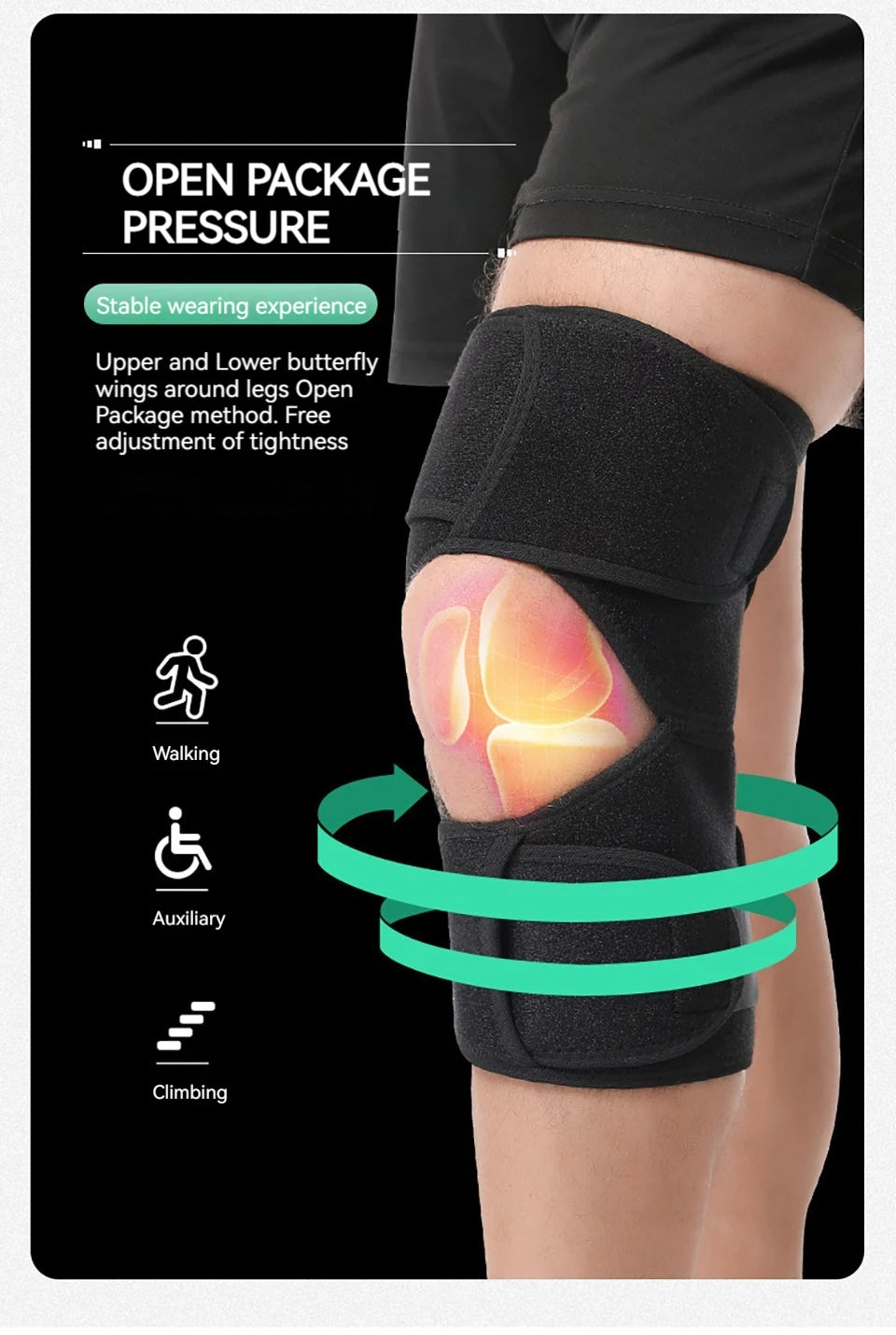 GOBYGO 1Pcs Adjustable Knee Booster Knee Brace For Patella Immobilization Squatting Knee Protector Outdoor Mountaineering Unisex