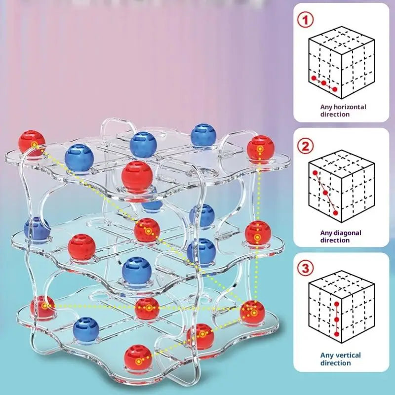 Fun Interactive Chess Board Game Set and 3D Tic-Tac-Toe, Learning & Strategy Development Toys