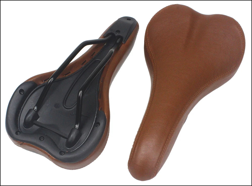 HEPPE MTB Road Bike Saddle Vintage Bike Seat Classical Cycling Saddle Retro Cushion Brown PU Leather Bike Saddle Bike Parts