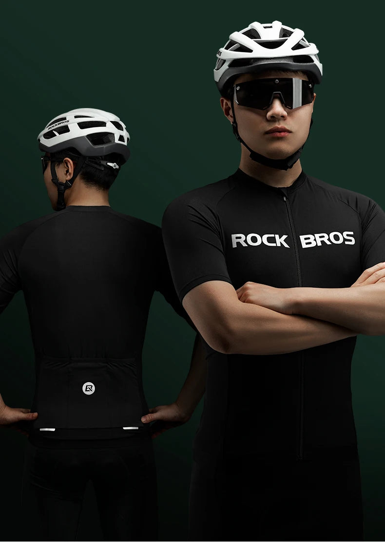 ROCKBROS Cycling Jersey Summer Bicycle Skin-Friendly Breathable Short Sleeve Sports Quick Dry Reflective Cycling Equipment