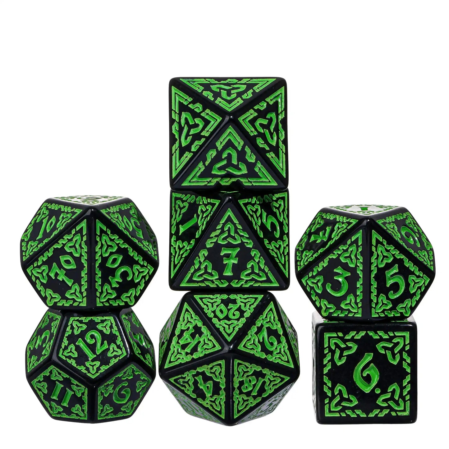 DND Celtic Knot Dice with Unique D4 7Pcs/Set New Pattern D4- D20 Polyhedral Dice for Role Playing Board Game D&D Tabletop Games