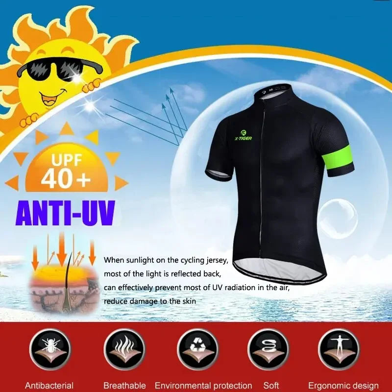 X-TIGER Men Cycling Jersey Breathable MTB Road Bike Coat Short Sleeves Bike Clothing Cycling Jacket Ciclismo Bicycle Shirts
