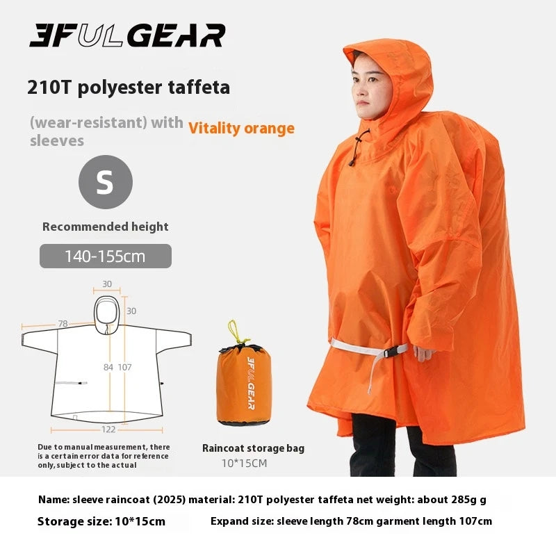 3F UL GEAR Sleeve Raincoat Lightweight Windproof and Waterproof PU5000mm 3D Silicon Coating Fabric About 180g Nylon Polyester