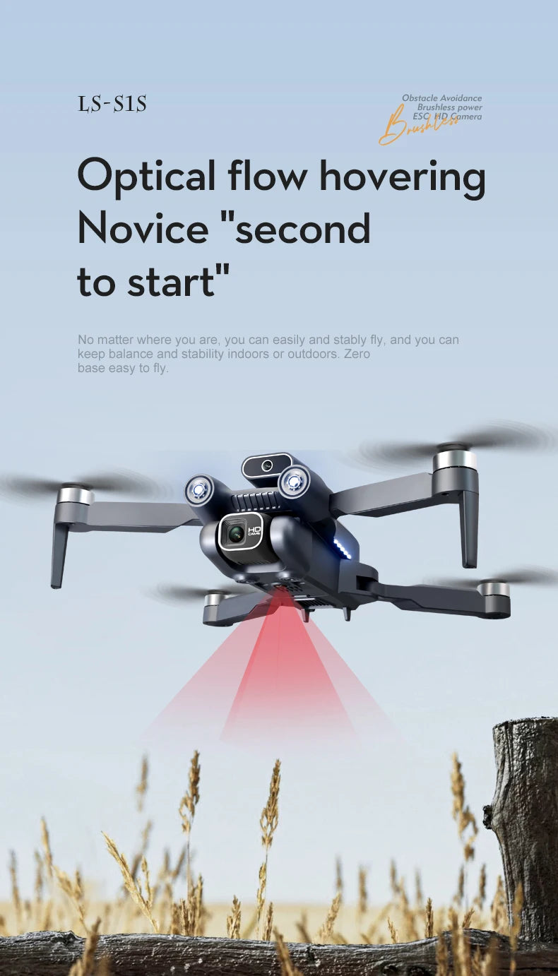Popular S1S drone 8K high-definition dual camera brushless motor four axis foldable obstacle avoidance aircraft children's toy