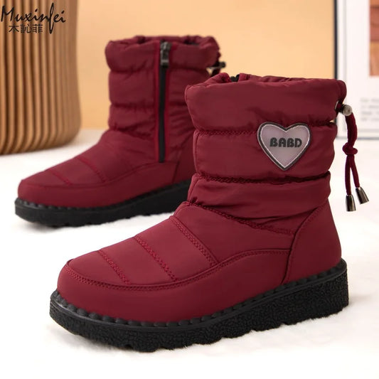 Women's Thickened Waterproof Winter Snow Boots Warm Velvet High Top Ankle Boots NonSlip Daily All Purpose Comfy Cotton Shoes