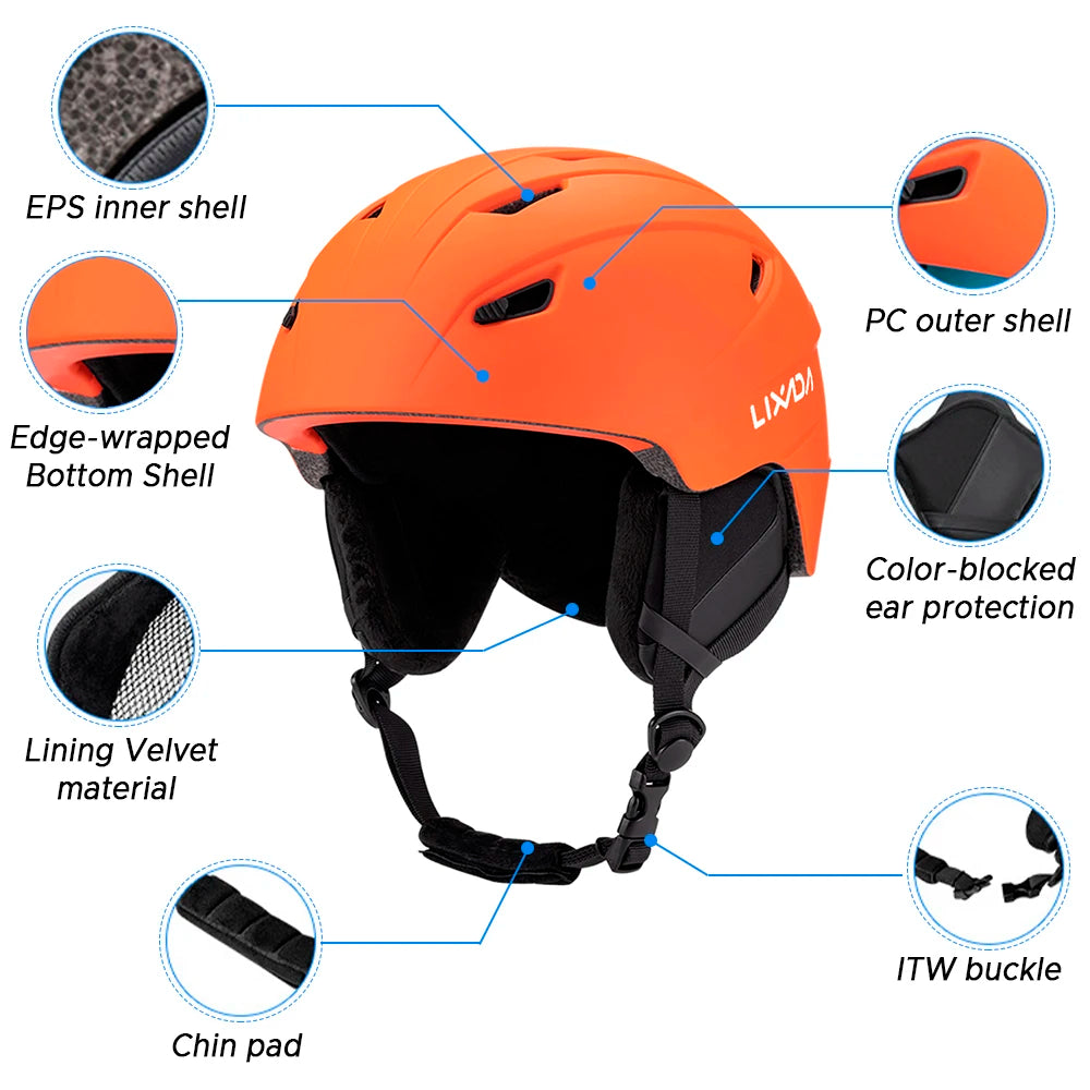 Ski Helmet Integrated Warm Snow Sports Helmet Adjustable Lightweight Comfortable Winter Snowboard Helmet with 14 Air Vent Holes