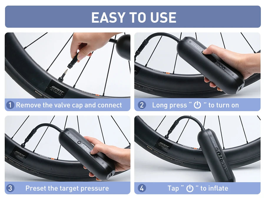 CYCPLUS Smart Air Pump Bicycle Accessories High Pressure Portable Inflator Power Bank Hand Pump for Bike Car Tyre MTB Foot Ball