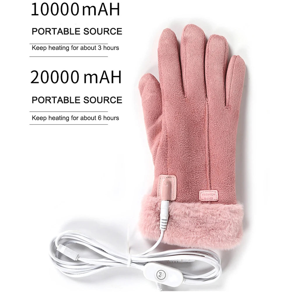 Heated Full Finger Mittens Touch Screen USB Warm Hand Heating Gloves Windproof Constant Temperature for Skiing Riding Hiking