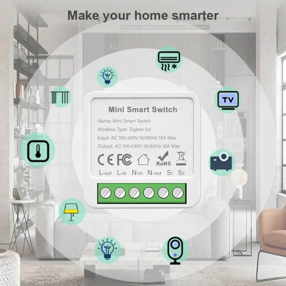 16A/20A Wifi Smart Switch DIY Smart Home Light Switches Module 2 Way Control Work with Tuya Smart Life Alexa Google Home Switch