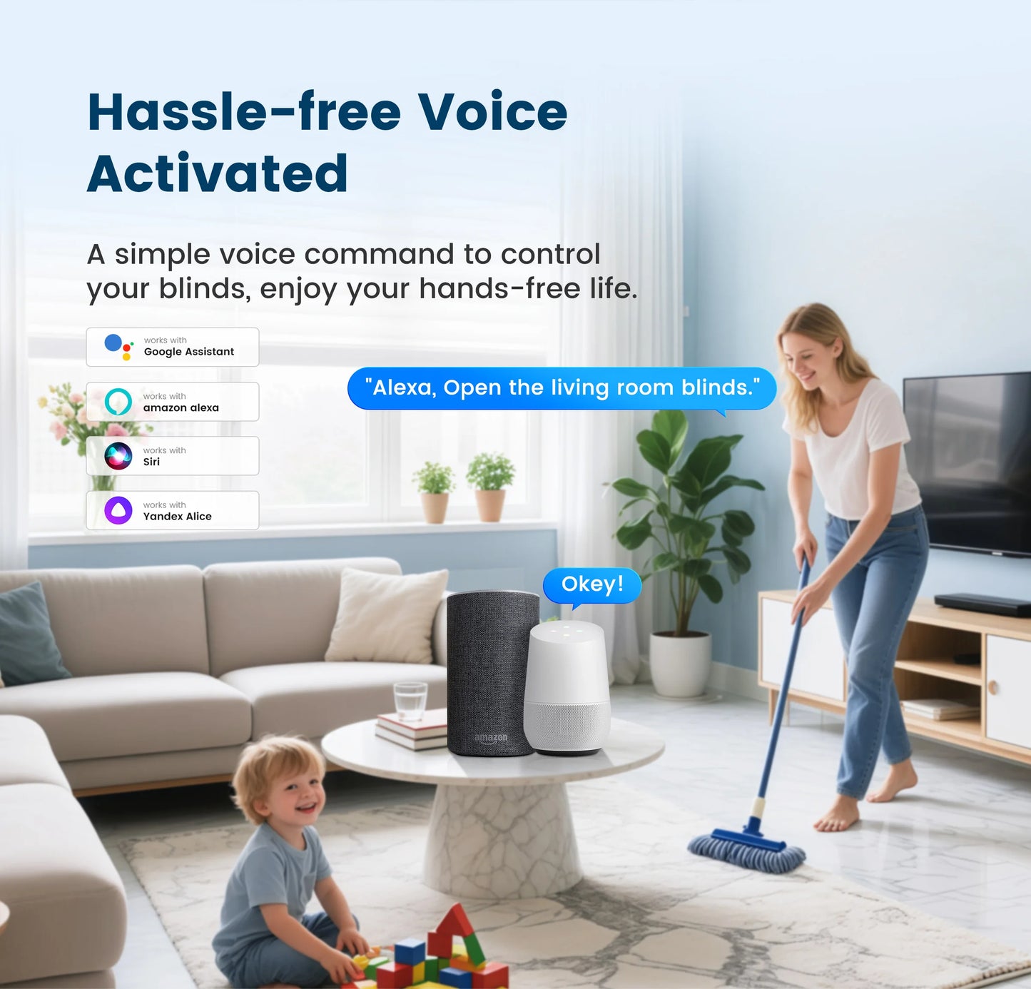 GIRIER Smart Curtain Motor WiFi Motorized Roller Shade Motor for Blinds Works with Alexa Google Home Assistant Supports Tuya APP