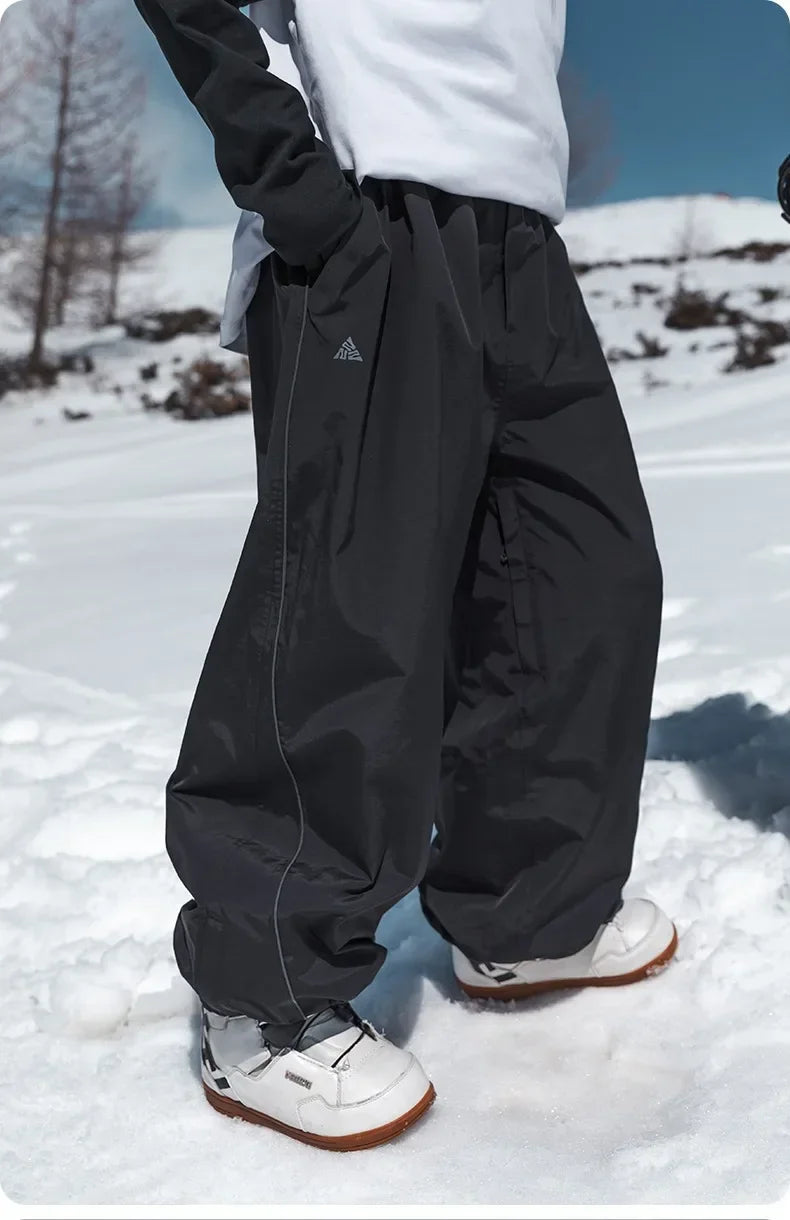 Men's Women's Single Board Waterproof Loose Fit Wear Resistant Professional Double Board Ski Pants Snowboard Pants Men