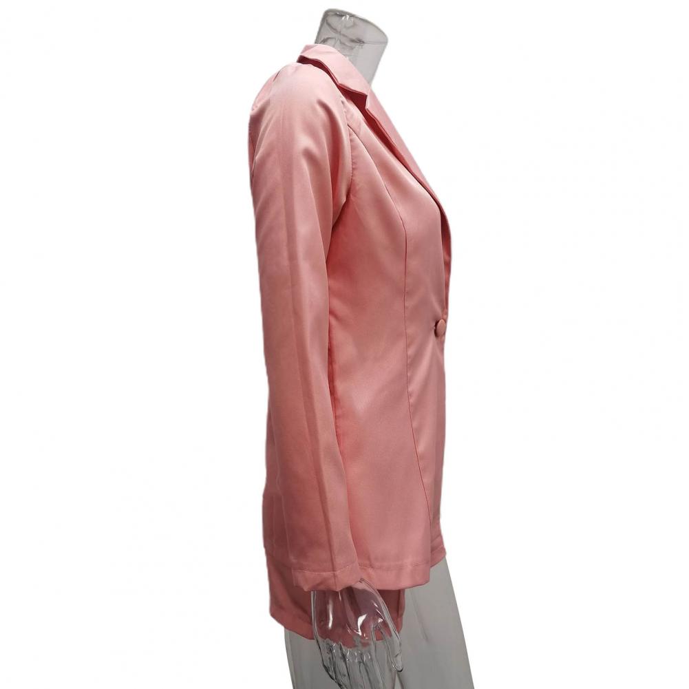 Women Suit Coat Single Button Lapel Deep V Neck Solid Color Formal Business OL Commute Lady Coat Jacket Slim Fit Blazer