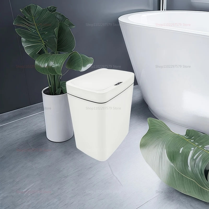 15L contactless smart sensor trash can automatically bag electronic waste trash can touchless bathroom kitchen white smart home