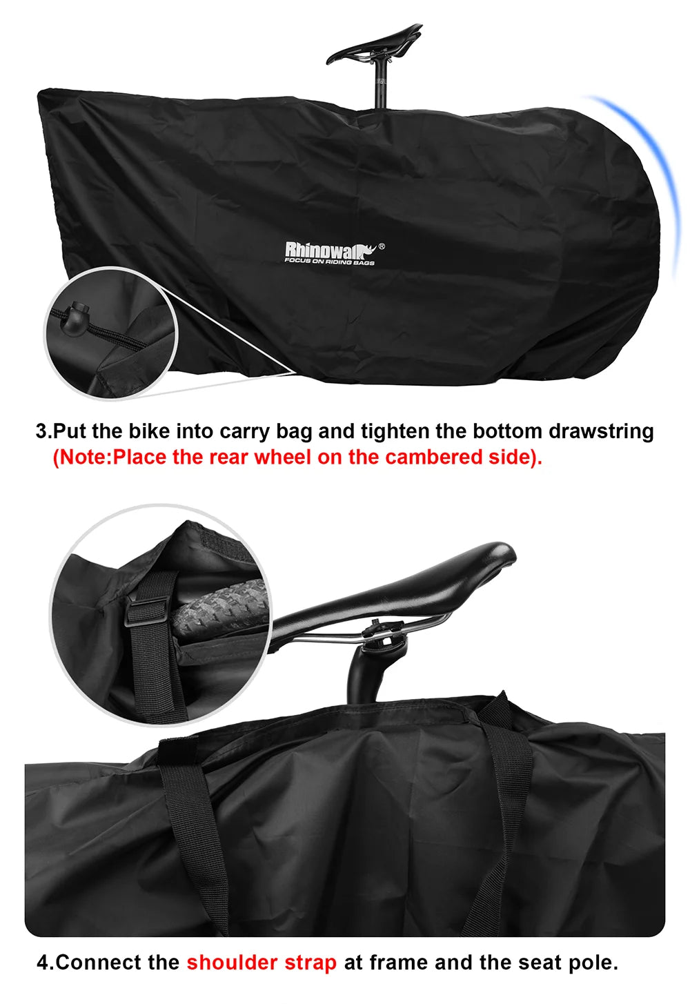 Rhinowalk Road Bicycle Storage Bag Cover Portable Fits 27.5" And below MTB/700C Road Bike Light Bike Travel Carry Shoulder Bag