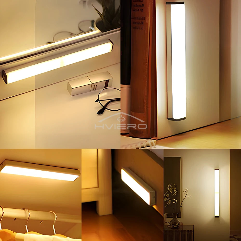 Motion Sensor Night Lights Wireless LED Cabinet Lamps USB Rechargeable Magnetic For Wardrobe Room Closet Kitchen Aisle lighting
