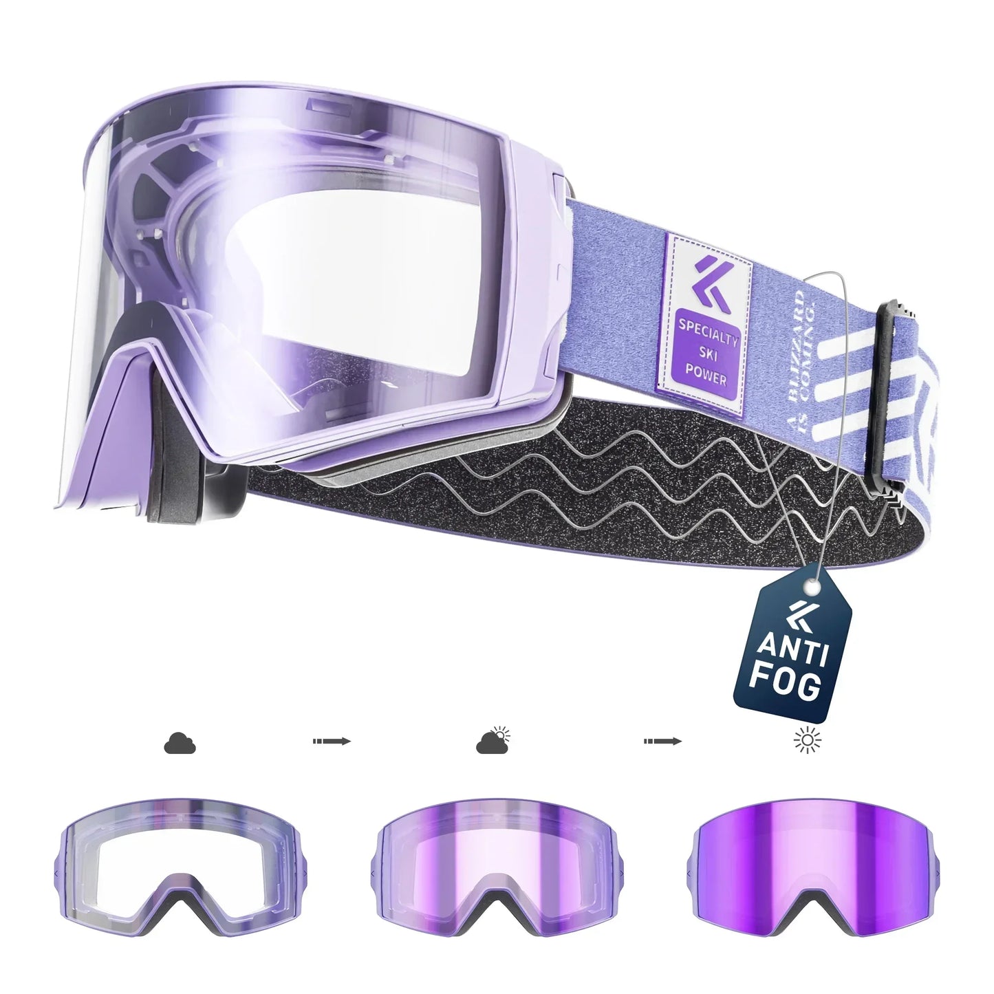 KAPVOE New Outdoor Photochromic Ski Goggles Winter Snow Sports for Unisex Snow Glasses UV400 Anti-fog Magnetic Snowboard Glasses