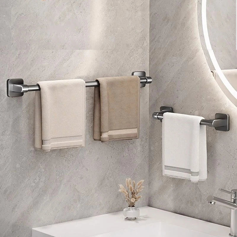 Wall Mounted Towel Holder Slipper Rack Bathroom Storage Rack Holder Without Drilling Bathroom Horizontal Bar Towel Rack