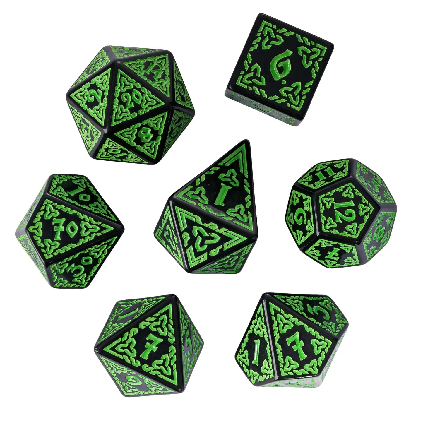 DND Celtic Knot Dice with Unique D4 7Pcs/Set New Pattern D4- D20 Polyhedral Dice for Role Playing Board Game D&D Tabletop Games