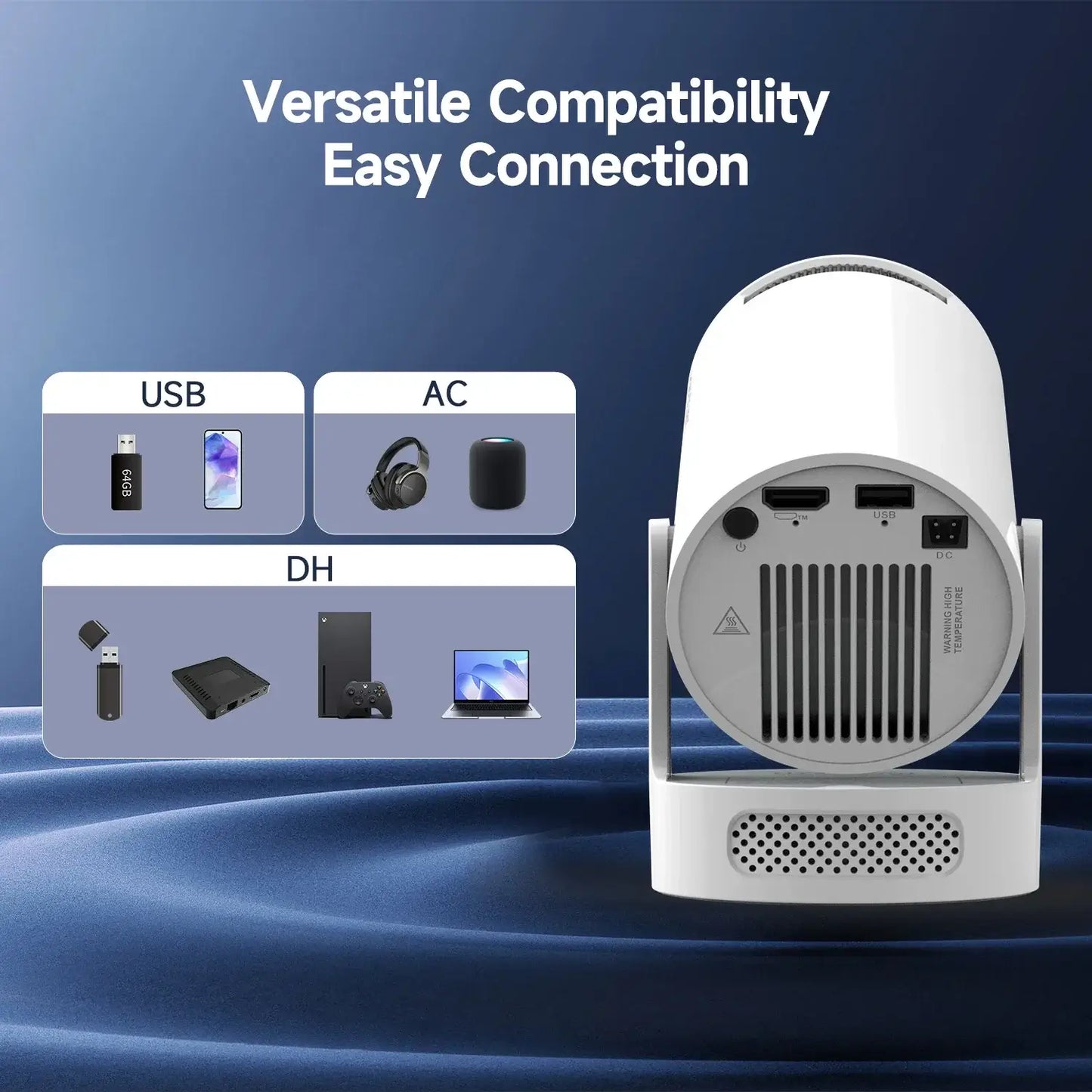 Magcubic HY300 Pro + Projector 4K 720P With 5W Speaker Android 11 8000 Lumens WiFi 6 BT5.4 Outdoor Video Home Theater ProjectorGoWisse.com