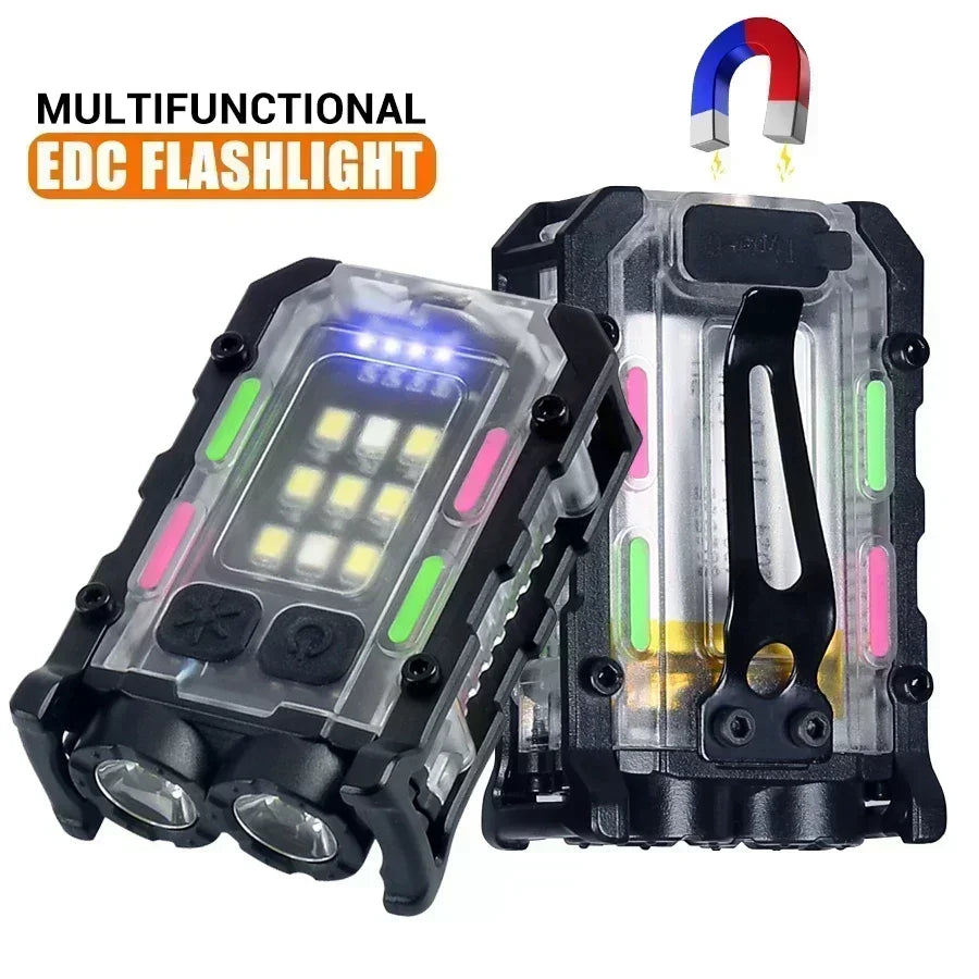 Rechargeable LED Flashlight with Clip, Magnetic Keychain Work Light, 8 Modes Lantern for Camping, Outdoors and Home Emergency