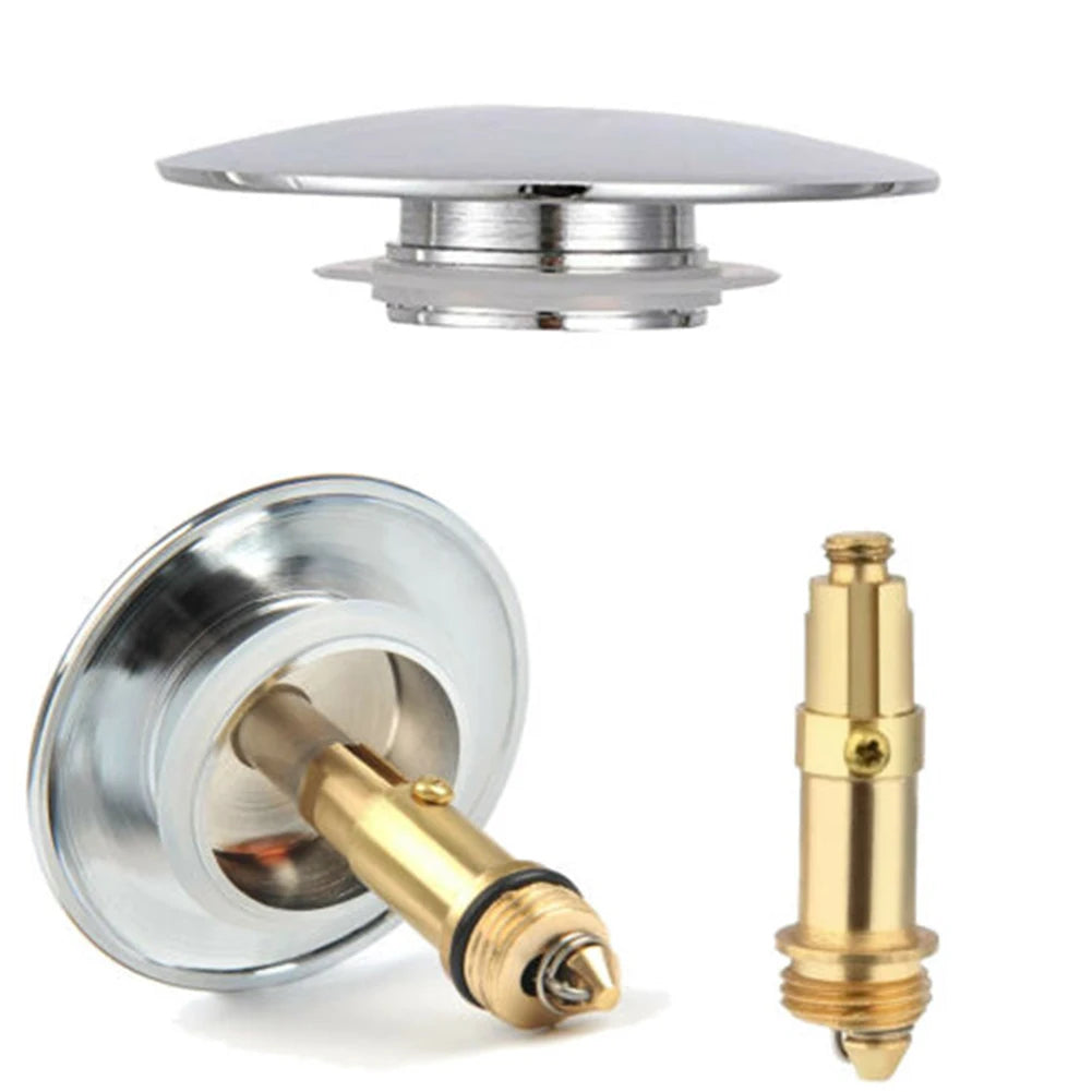 Brass Chrome Pop Up Basin Waste Drain Filter Bathroom Sink Push Button Click Clack Plug Hair Catcher Bathtub Drain Stopper