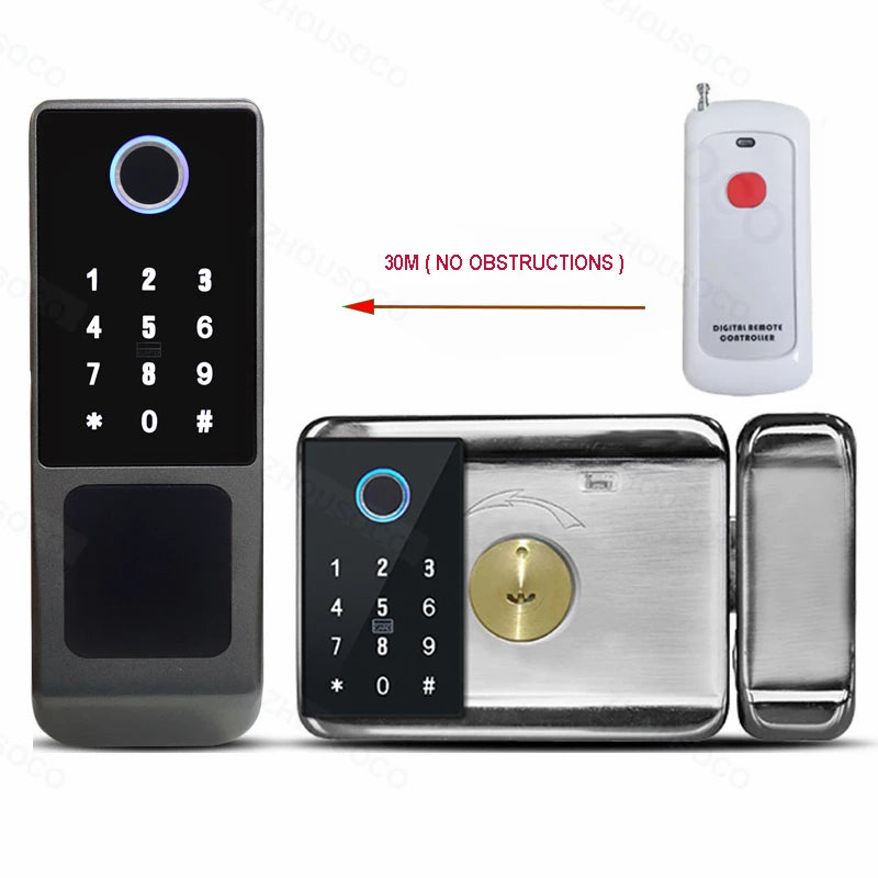 Tuya Wifi Waterproof Outdoor Smart Door Lock TTLock App Fingerprint Lock Card Code Remote Unlock Keyless Digital Electronic Lock