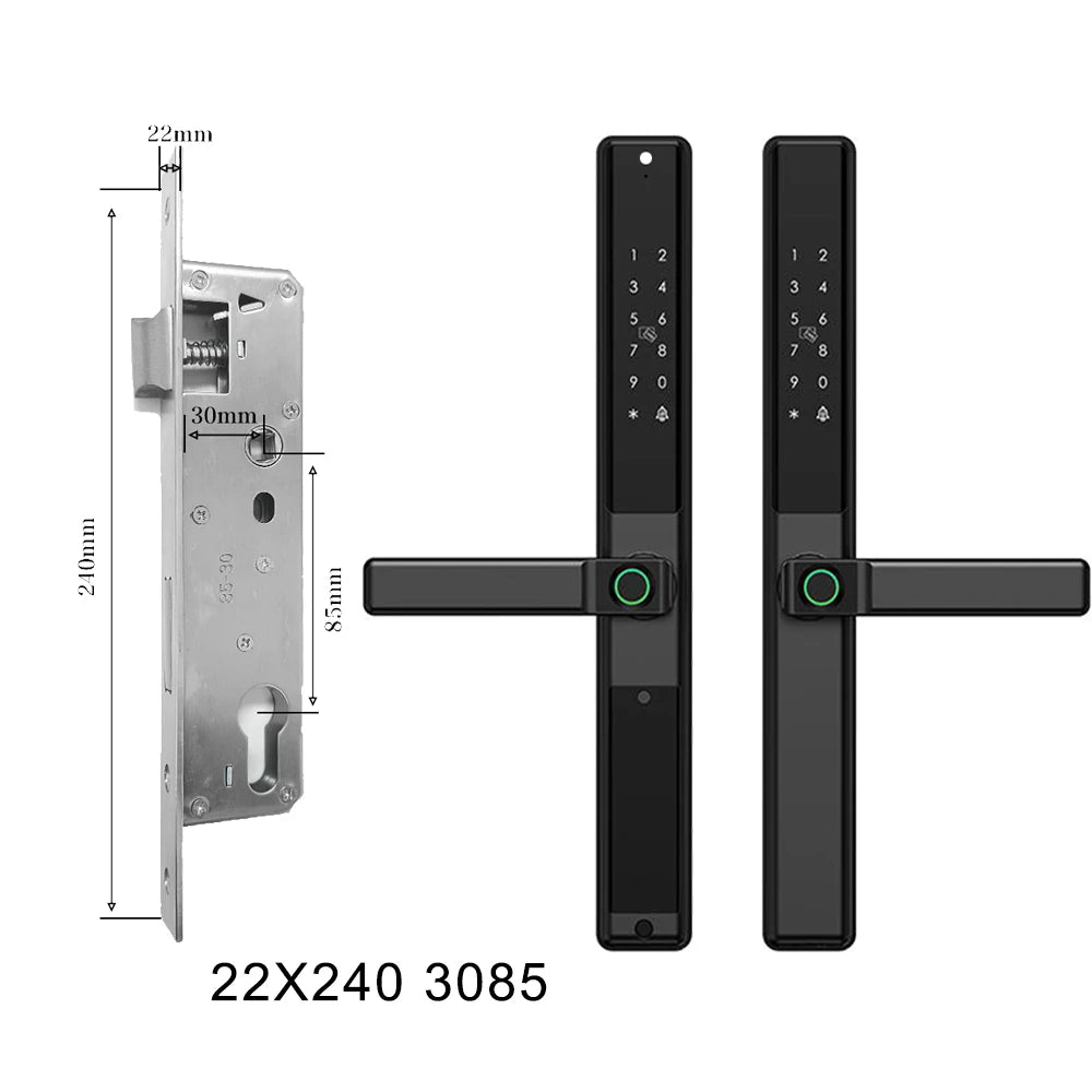 Waterproof Sliding Door Smart Lock Tuya WiFi Fingerprint Digital Code RFID Card Anti-Lock Aluminum Double-Side Electronic Lock