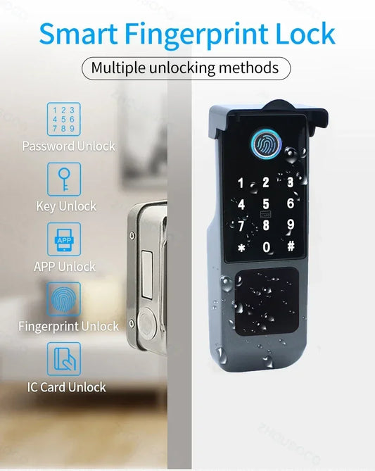 Tuya Wifi Waterproof Outdoor Smart Door Lock TTLock App Fingerprint Lock Card Code Remote Unlock Keyless Digital Electronic Lock