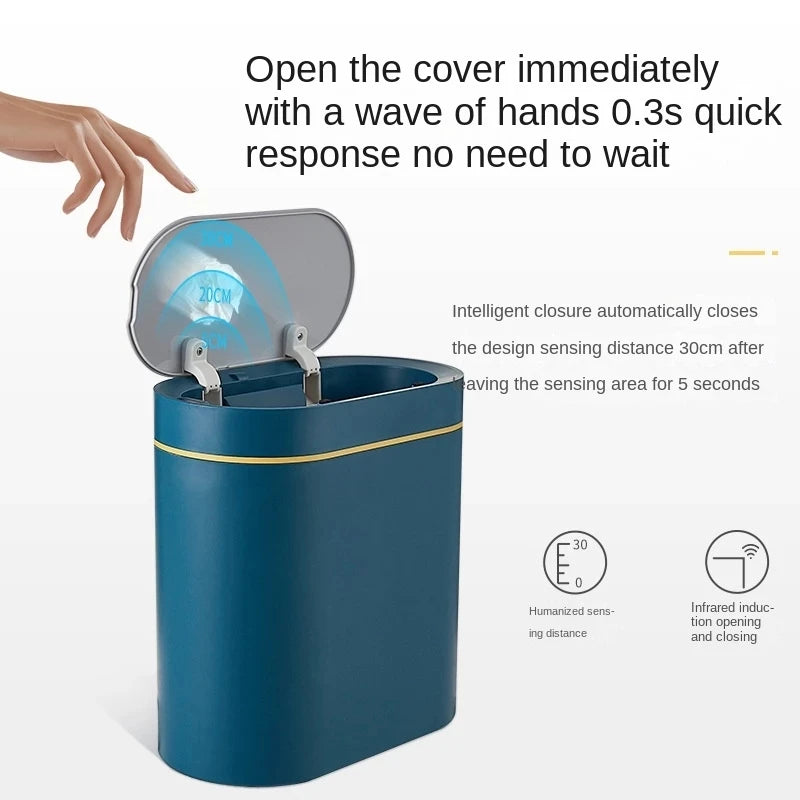 7L Trash Can Smart Sensor Trash Can Automatic Household Electronic Kitchen Trash Bin Toilet Waterproof Narrow Seam Sensor Bin