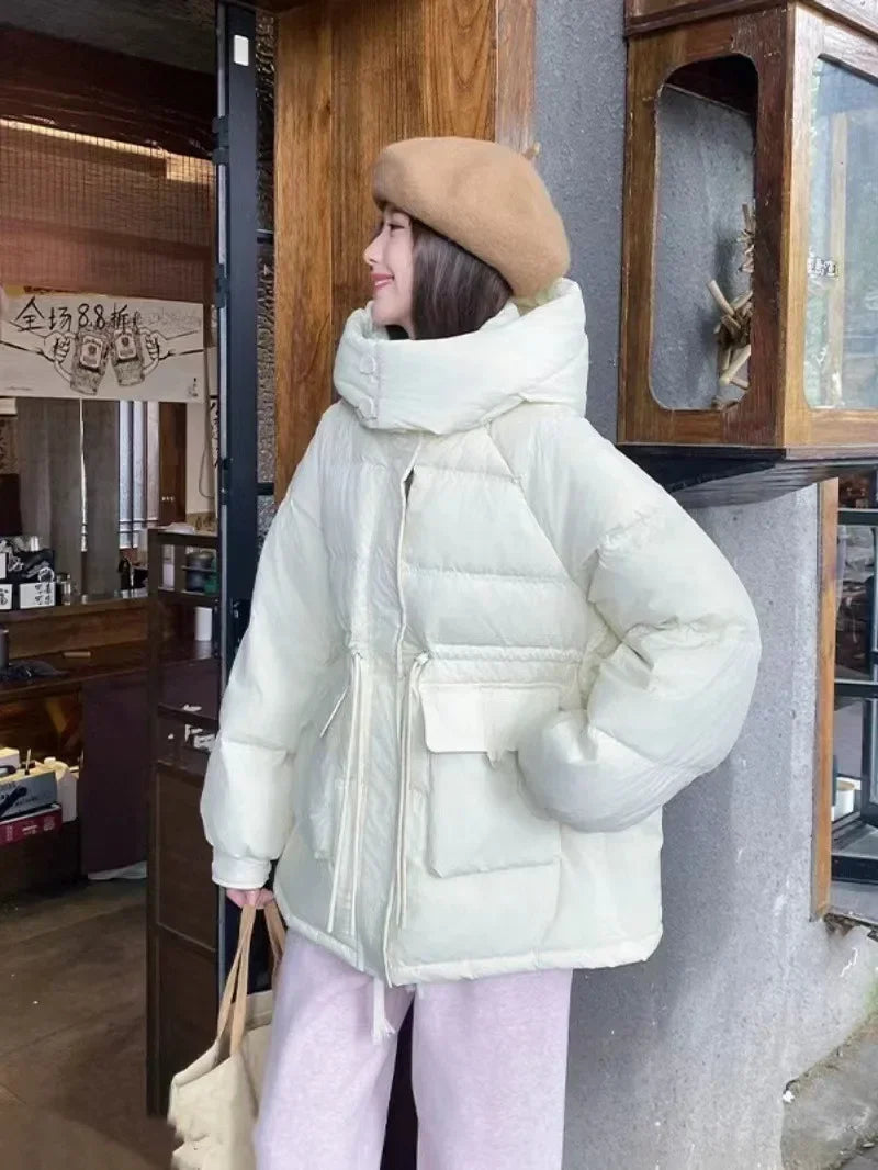 Puffer Jacket Women Warm Fashion Korean Mid-length Duck Down Coat Female 2024 New Winter White Duck Down Jacket Women