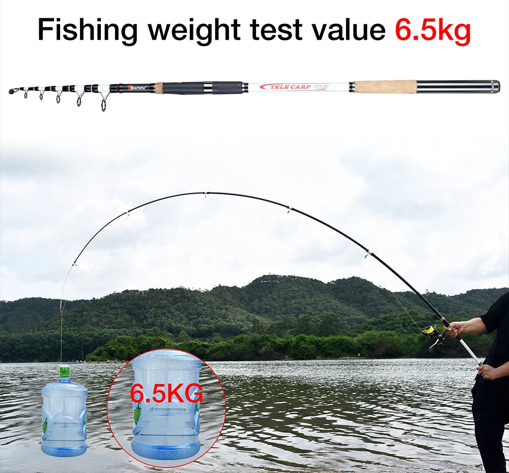 BIUTIFU 3.75lbs Telescopic Carp Fishing Rods 3.0/3.6/3.9/4.2m T800 Carbon Travel Spinning Surfcasting 40-180g Lake Sea Hard Pole