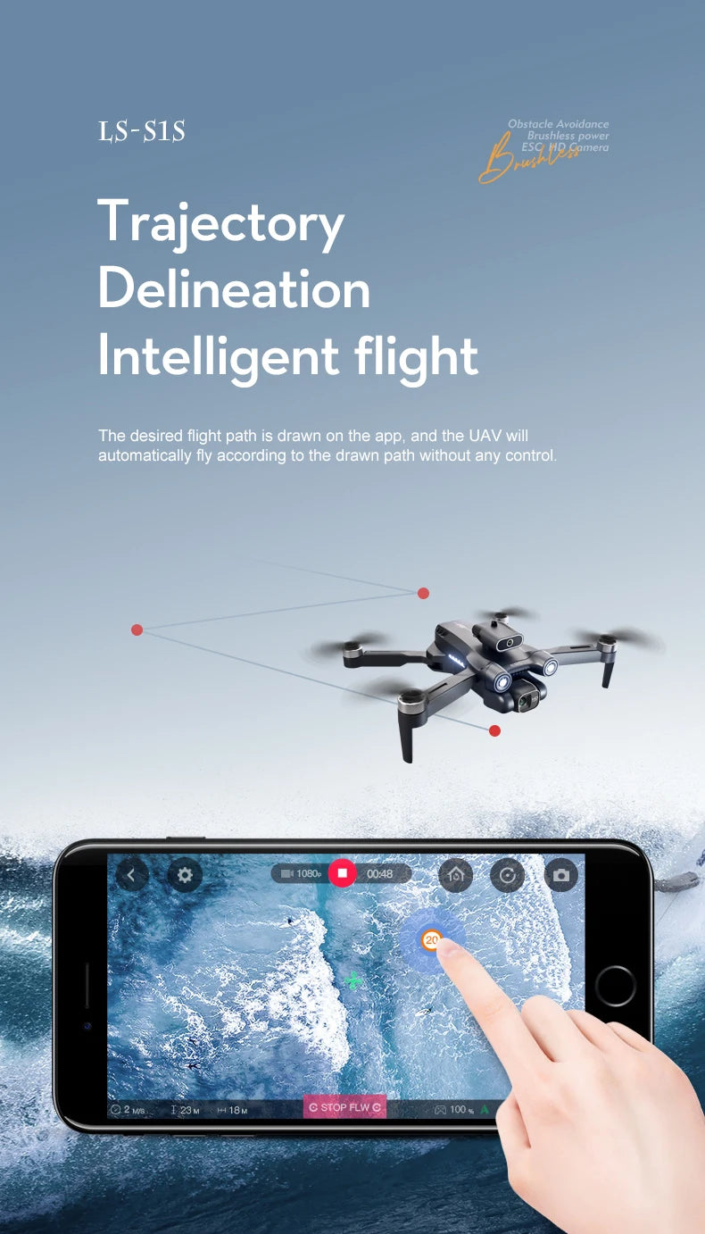 Popular S1S drone 8K high-definition dual camera brushless motor four axis foldable obstacle avoidance aircraft children's toy