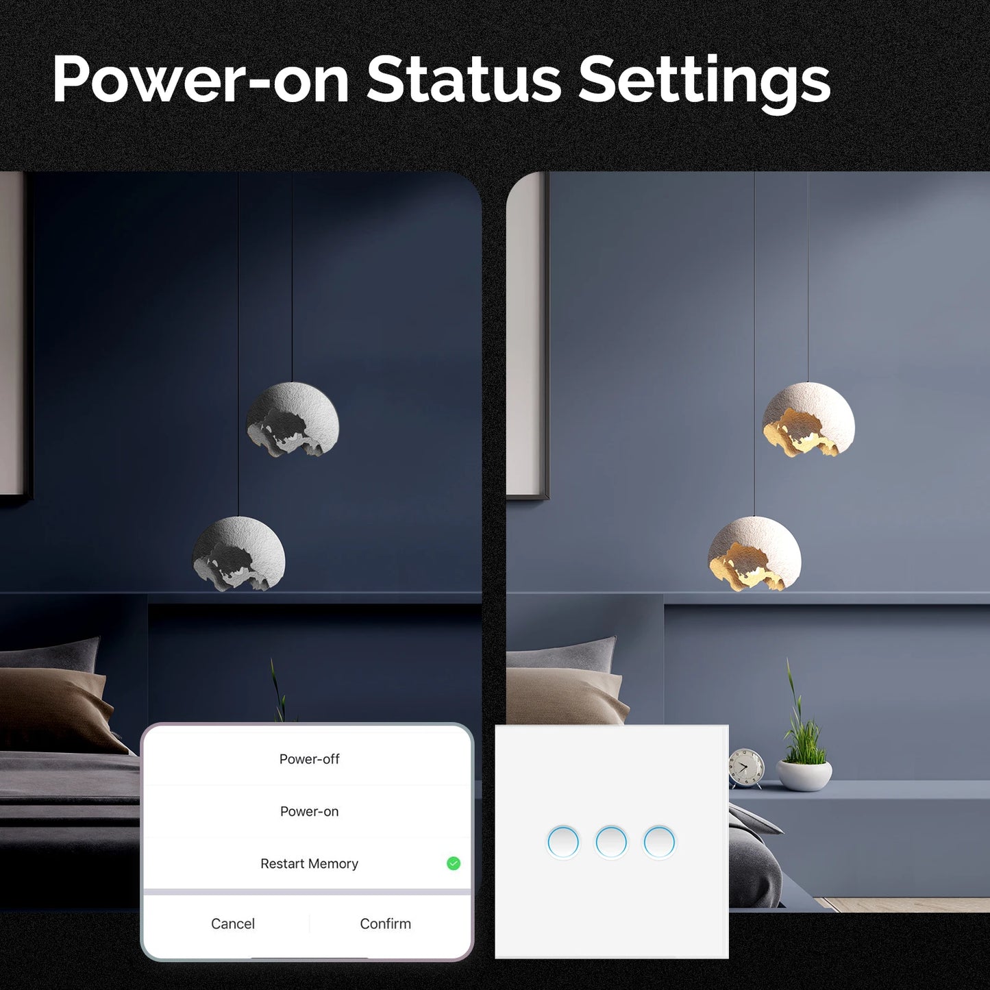 MOES Matter Tuya WiFi Smart Concave Glass Panel Light Switch Neutral Wire Required Compatible with Alexa Google Home SmartThings
