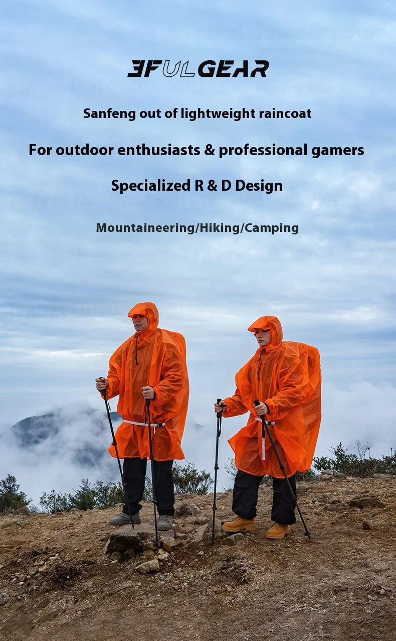 3F UL GEAR Sleeve Raincoat Lightweight Windproof and Waterproof PU5000mm 3D Silicon Coating Fabric About 180g Nylon Polyester