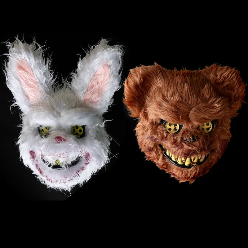 Cartoon Bear Rabbit Halloween Cosplay Face Mask Fancy Party Stage Make-up Scary Head Cover Carnival Costume Prop Masquerade Mask