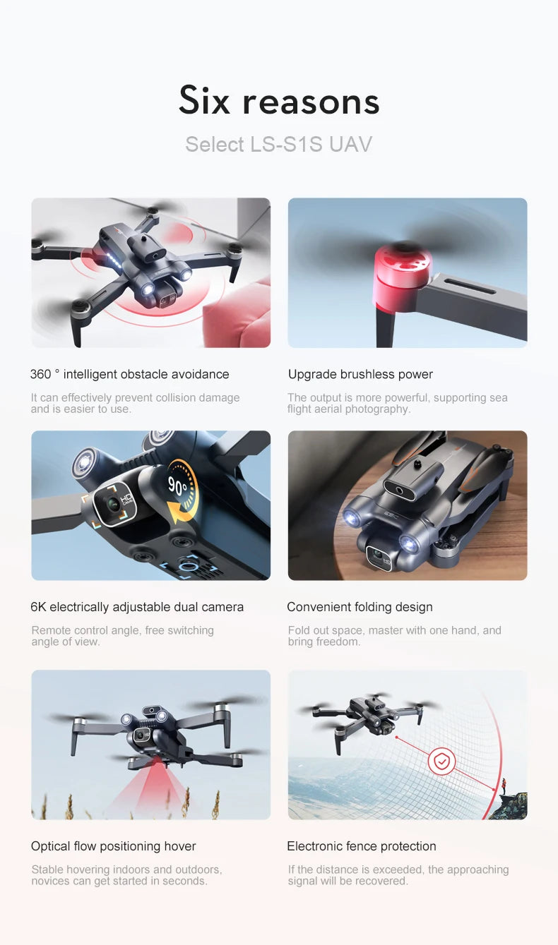 Popular S1S drone 8K high-definition dual camera brushless motor four axis foldable obstacle avoidance aircraft children's toy