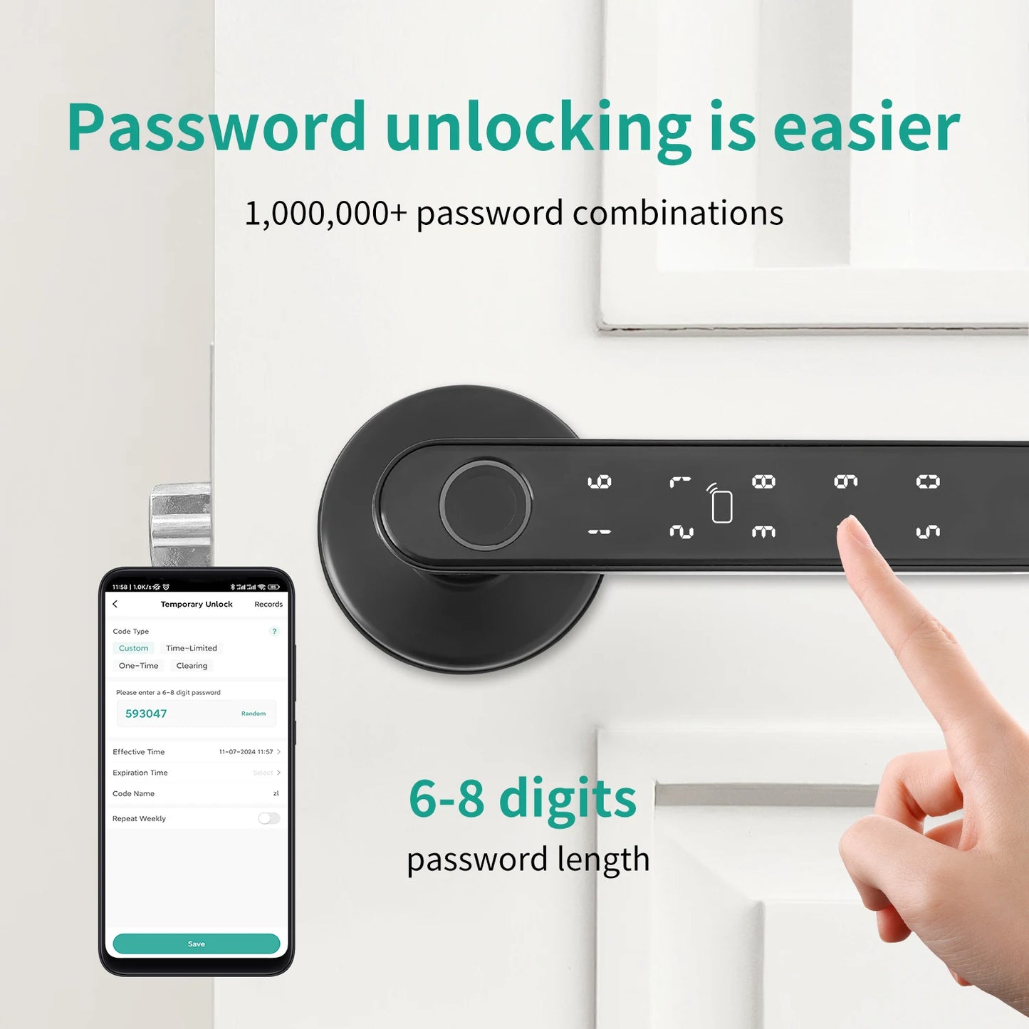 Tuya 5-in-1 Door Lock Smart Home Products Fingerprint Locks	Remote Control App Unlock Support Password IC Card Key Unlock