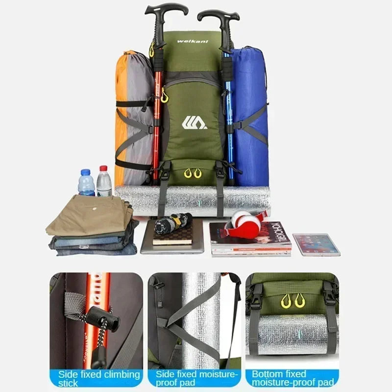 50L Travel Backpack Camping Bag For Men Large Hiking Bag Tourist Rucksack Waterproof Outdoor Sports Climbing Mountaineering Bag