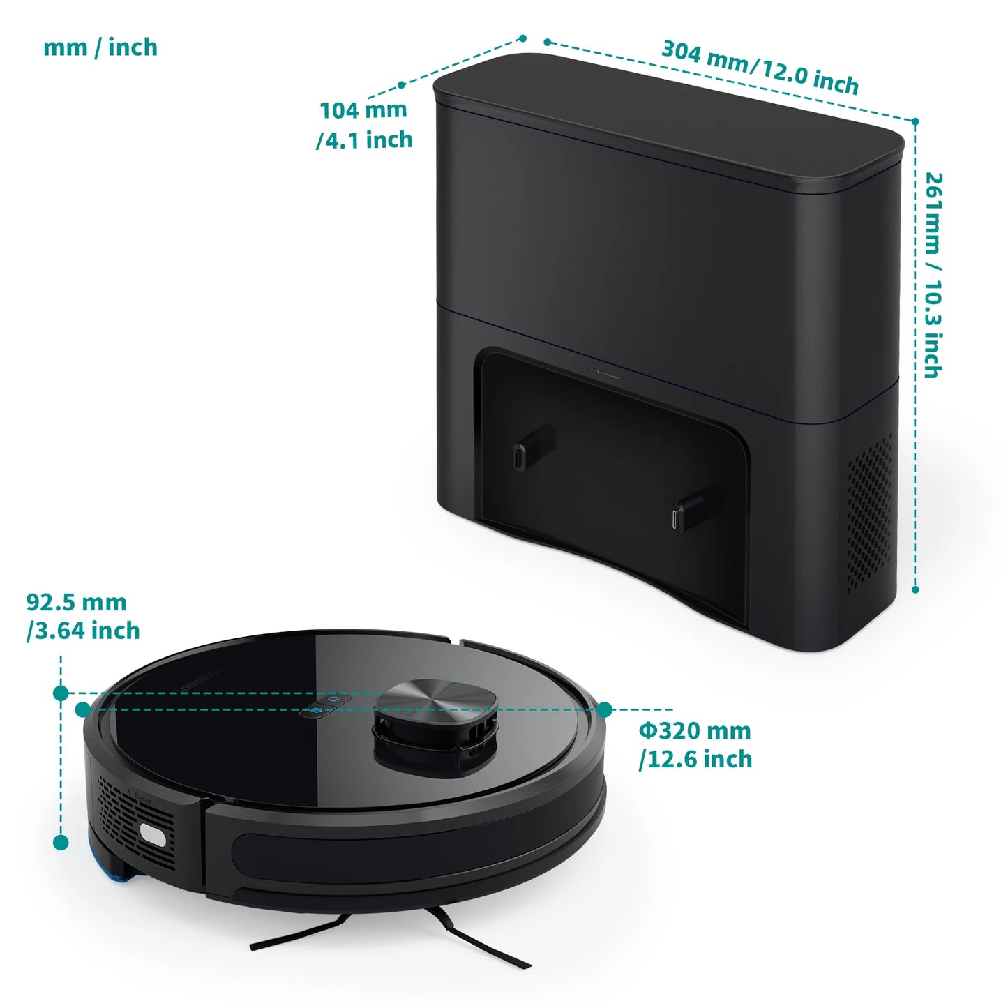 TOQEEBOT cleaning vacuum robot, 4500Pa suction power, 2.5L automatic emptying station, laser radar navigation, Wifi/app/Alexa