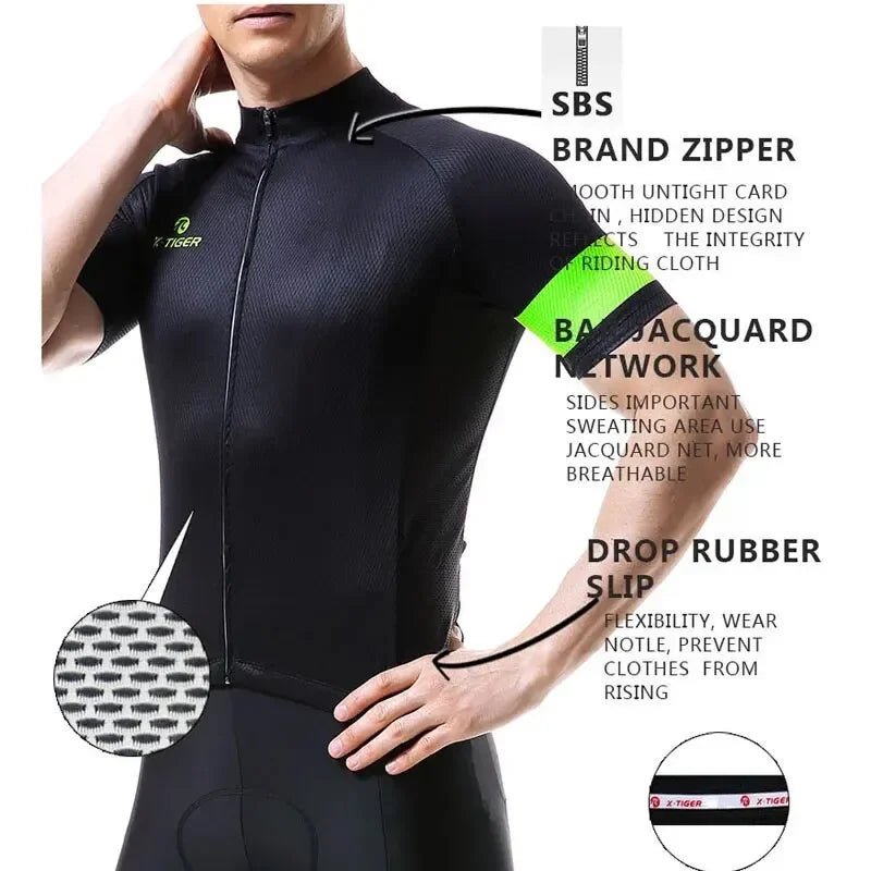 X-TIGER Men Cycling Jersey Breathable MTB Road Bike Coat Short Sleeves Bike Clothing Cycling Jacket Ciclismo Bicycle Shirts