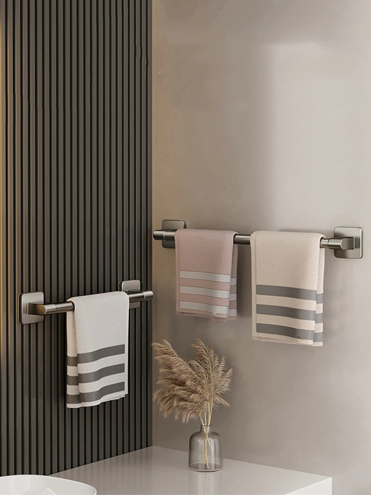 Wall Mounted Towel Holder Slipper Rack Bathroom Storage Rack Holder Without Drilling Bathroom Horizontal Bar Towel Rack