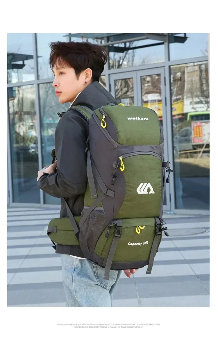 50L Travel Backpack Camping Bag For Men Large Hiking Bag Tourist Rucksack Waterproof Outdoor Sports Climbing Mountaineering Bag