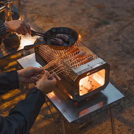 ShineTrip Camping Portable Stainless Steel Folding Table BBQ Heat Resistant Table Outdoor Honeycomb Tabletop Incinerator