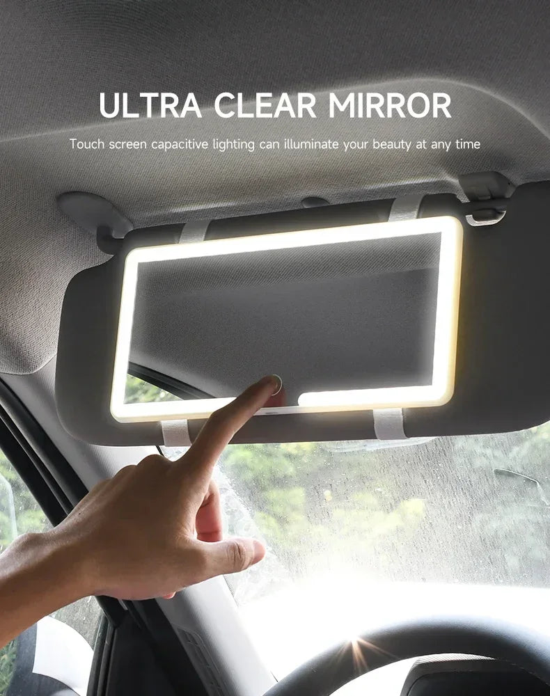 Car Sun Visor Vanity Mirror LED High-definition Vanity Mirror with 3 Light Modes Touch Screen Universal Car Vanity Mirror