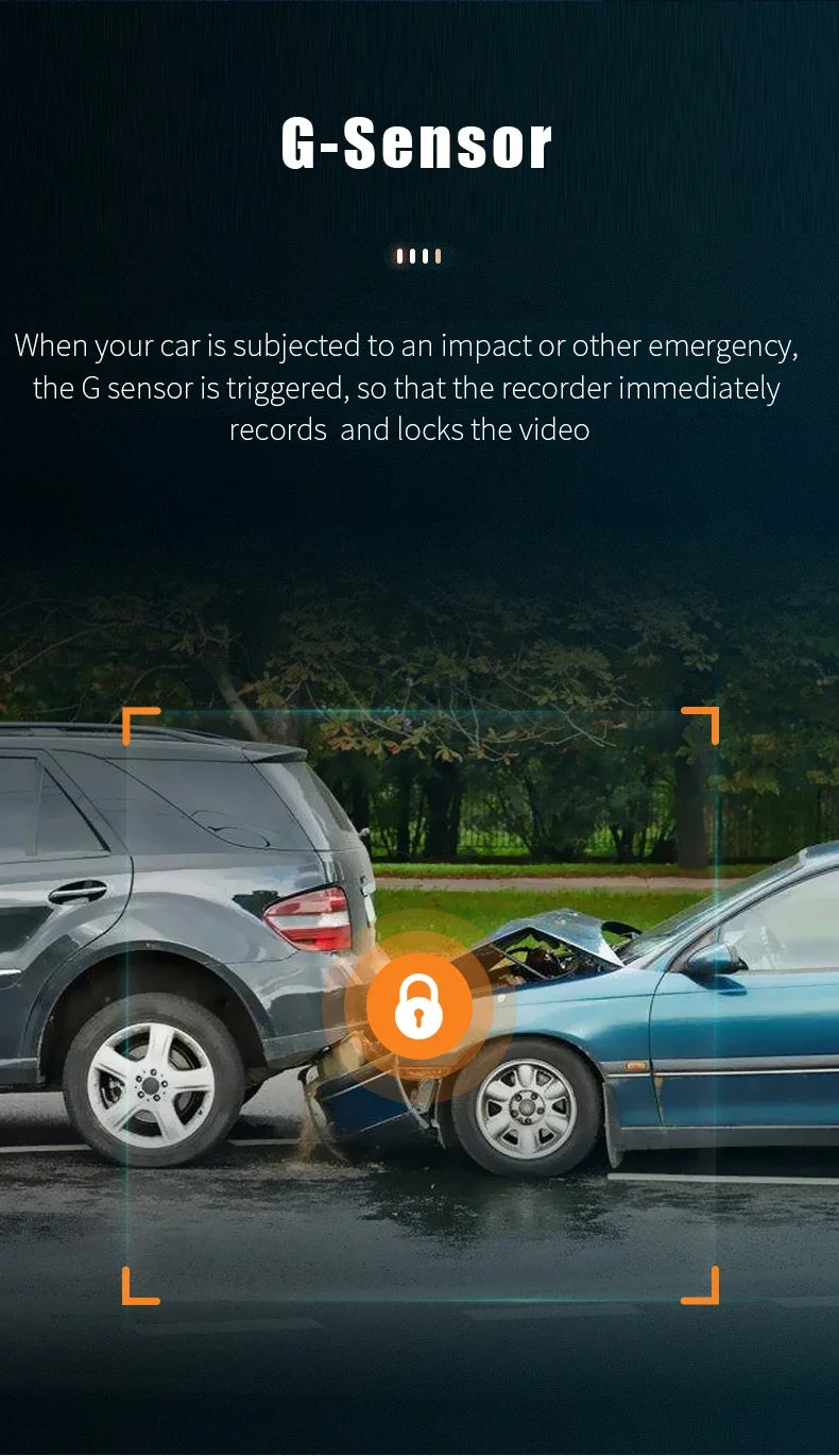 WIFI DVR Recorder Dashcam 1440P Dash Car Dash Cam Camera Dual Lens Built In G-Sensor Loop Recording Parking Monitoring