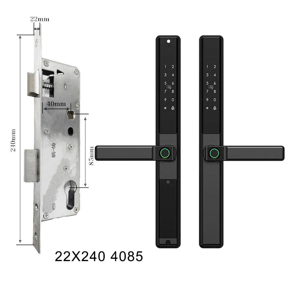 Waterproof Sliding Door Smart Lock Tuya WiFi Fingerprint Digital Code RFID Card Anti-Lock Aluminum Double-Side Electronic Lock
