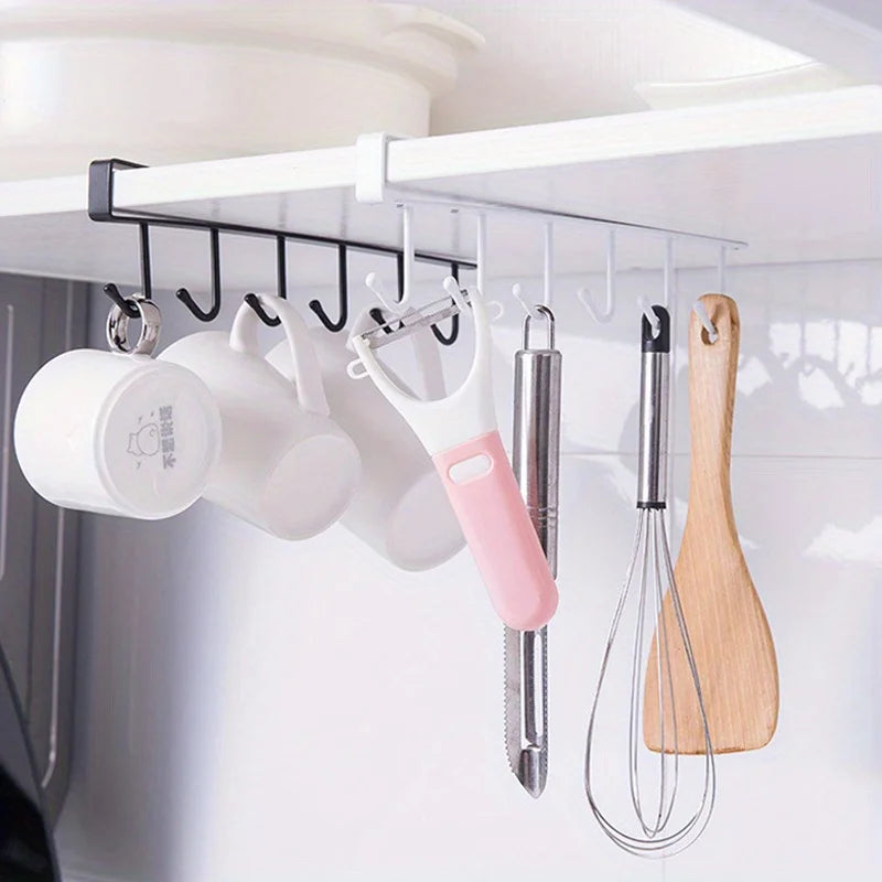 Space-Saver Mug & Wine Glass Holder - Easy Install, No-Drill Rack for Cabinet Organization