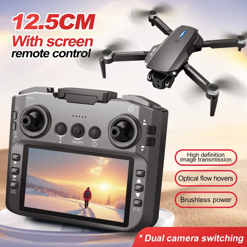E88GT Drone 8K Professional HD 360° Dual Camera 12.5cm Screen Remote Control Brushless Motors Obstacle Avoidance Quadcopte 2025