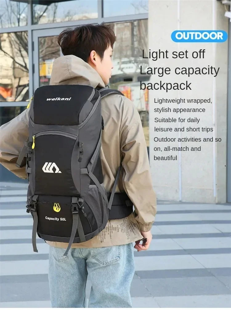 50L Travel Backpack Camping Bag For Men Large Hiking Bag Tourist Rucksack Waterproof Outdoor Sports Climbing Mountaineering Bag