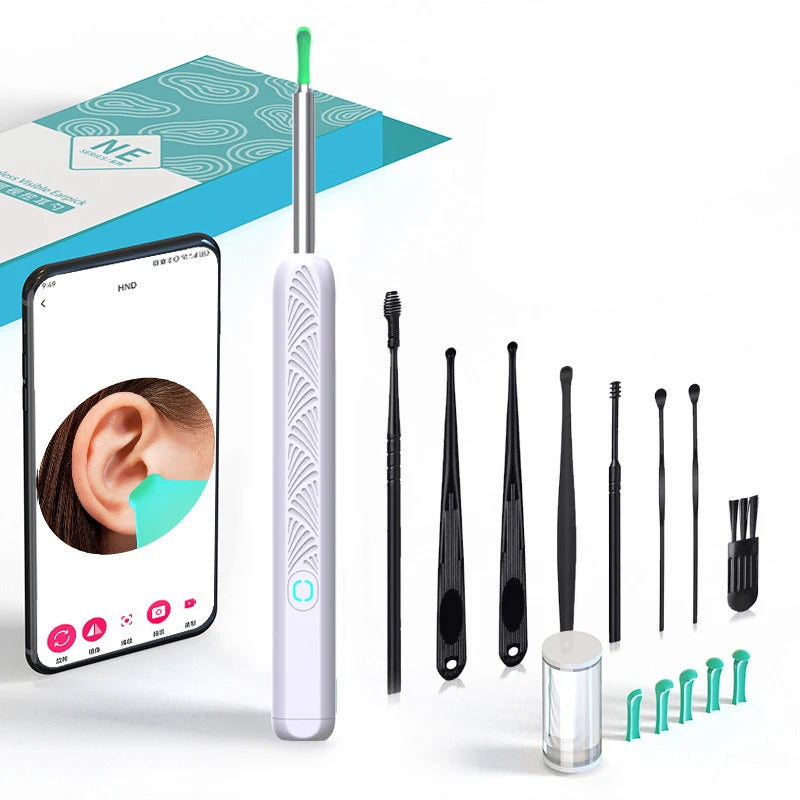 1-9pcs/Set Visual Ear Cleaner with Camera Ear Sticks USB Charging Ear Wax Removal Tool WIFI Connection 6 LED Lights Earpick